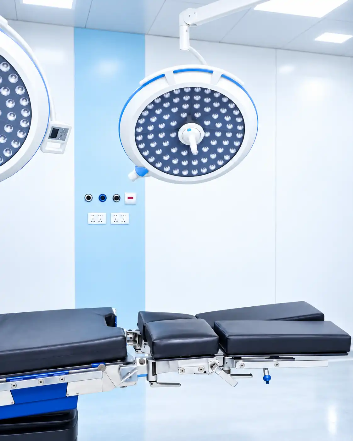 Surgical table and theatre lights at Alkhidmat Mujahid Hospital